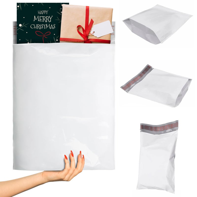 ABC PACK & SUPPLY White Gusseted Poly Mailers, 13 x 16 x 4 Inch. Pack of 100 Expansion Poly Mailers Bags. Shipping Envelopes for Clothing, 2.5 Mil. Plastic Shipping Bags Self Seal. Mailing Packages - Image 1